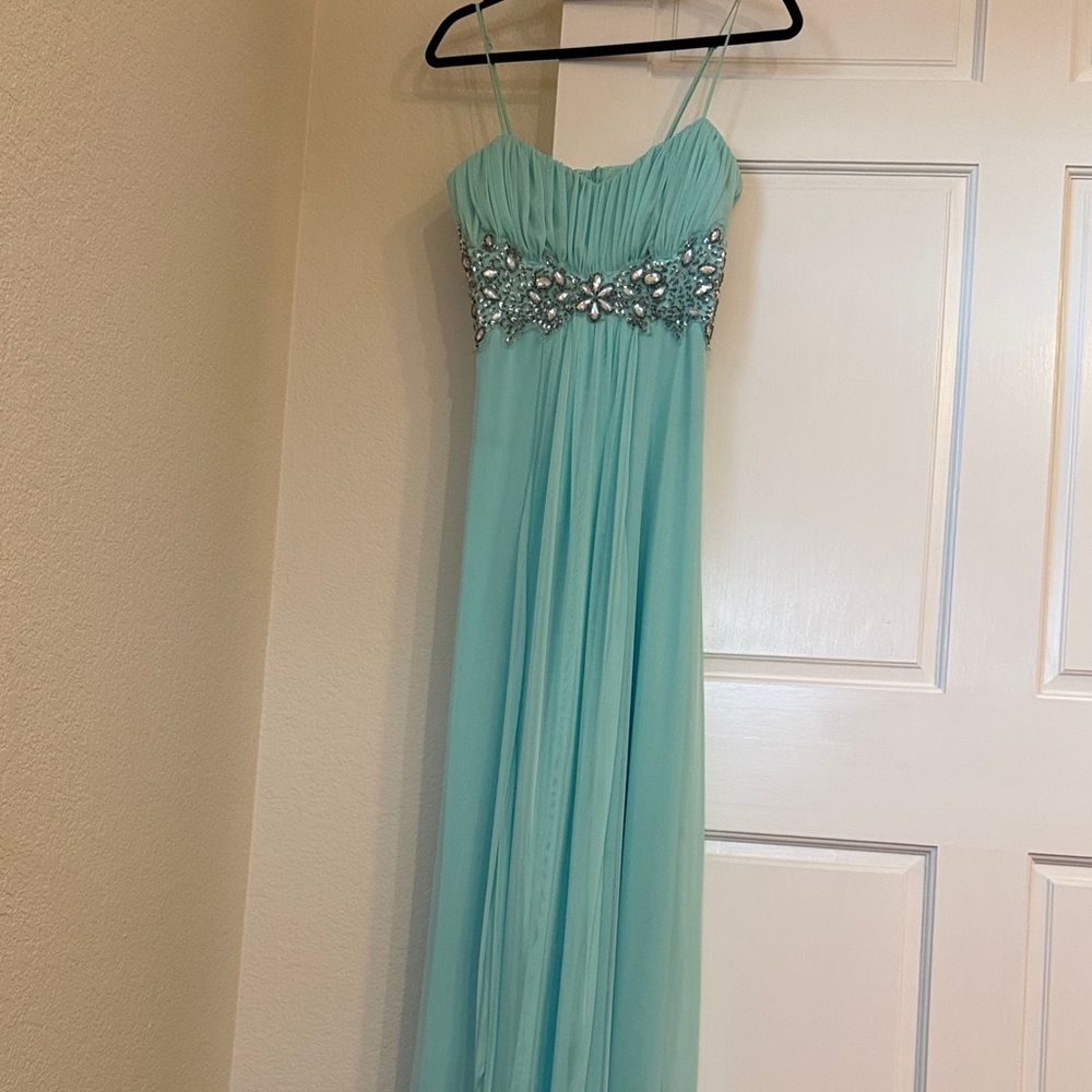 B Darlin Turquoise Gown with Jewel Accents